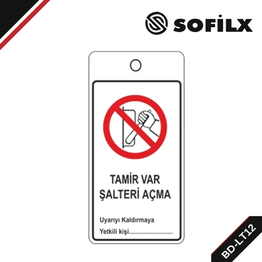 BD-LT12 Tamir Var Şarteli Açmayınız Askılı Eked Uyarı Etiketi